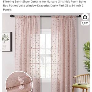 MYSKY HOME 38x84 pink sheer curtains (2 panels)